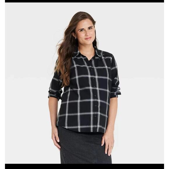 Isabel Maternity Woven Long Sleeve Button-Front Maternity Top Women’s S NWT - Picture 1 of 4